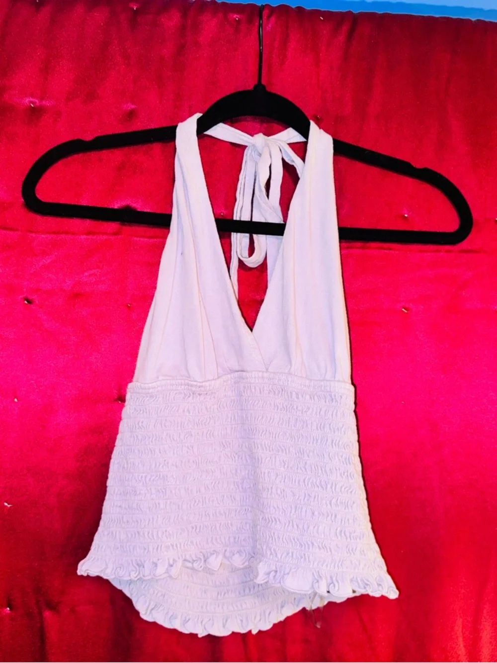 👑 American Eagle Outfitters Light Lavender Smocked Halter Top Size Small - Picture 1 of 6